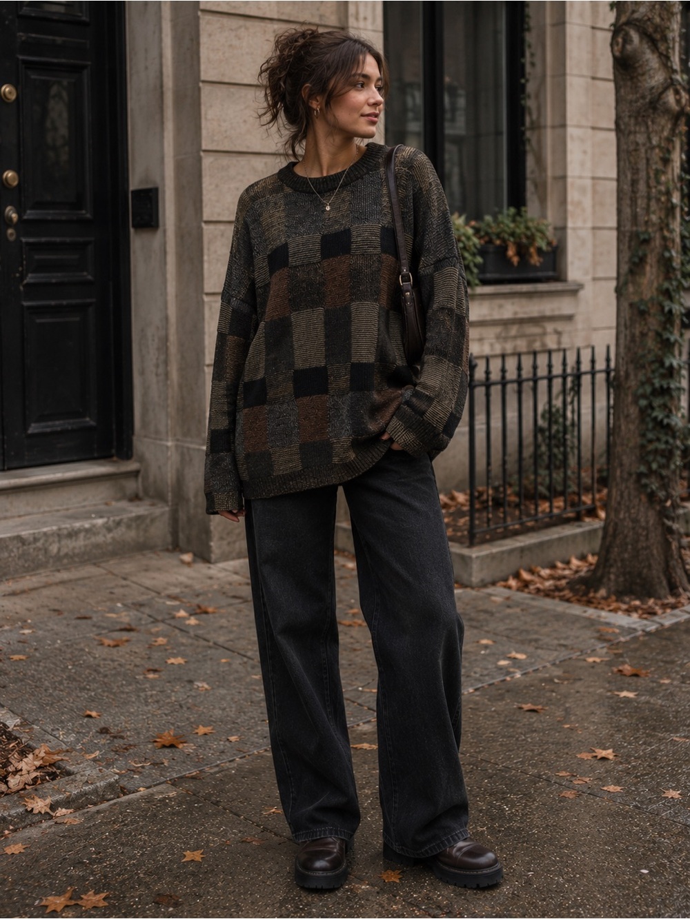 Vintage Gian Franco Ruffini Italy XL Oversized Patchwork Knit Sweater 90s